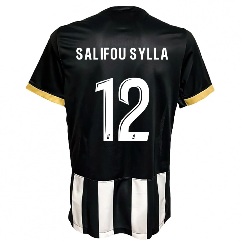 Danxen Børn Salifou Sylla #12 Sort Hvid Hjemmebane Spillertrøjer 2025/26 Trøje T-Shirt