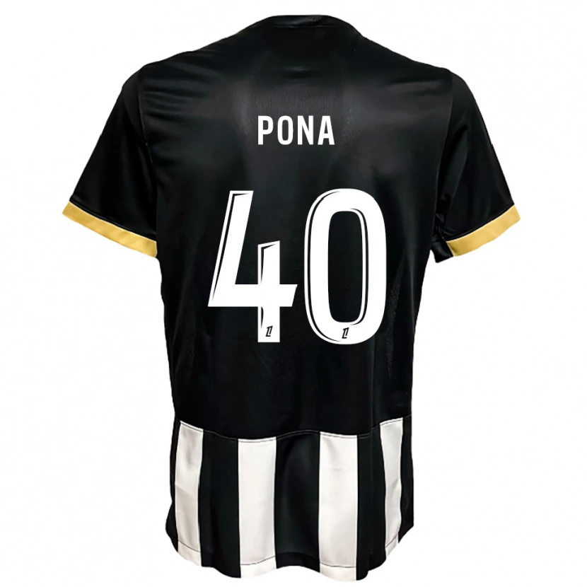 Danxen Børn Oumar Pona #40 Sort Hvid Hjemmebane Spillertrøjer 2025/26 Trøje T-Shirt