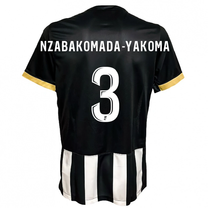 Danxen Børn Raphaël Nzabakomada-Yakoma #3 Sort Hvid Hjemmebane Spillertrøjer 2025/26 Trøje T-Shirt