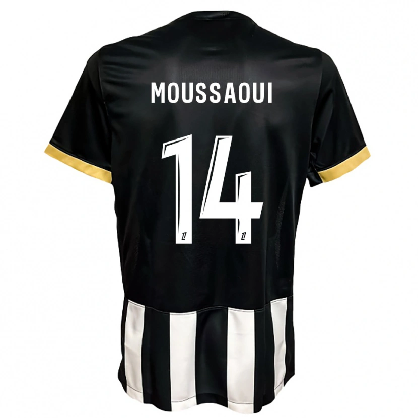 Danxen Børn Amine Moussaoui #14 Sort Hvid Hjemmebane Spillertrøjer 2025/26 Trøje T-Shirt