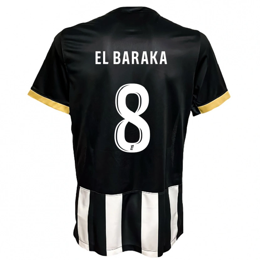 Danxen Børn Jibril El Baraka #8 Sort Hvid Hjemmebane Spillertrøjer 2025/26 Trøje T-Shirt