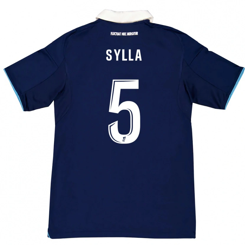 Danxen Børn Mohamed Sylla #5 Mørkeblå Hvid Hjemmebane Spillertrøjer 2025/26 Trøje T-Shirt