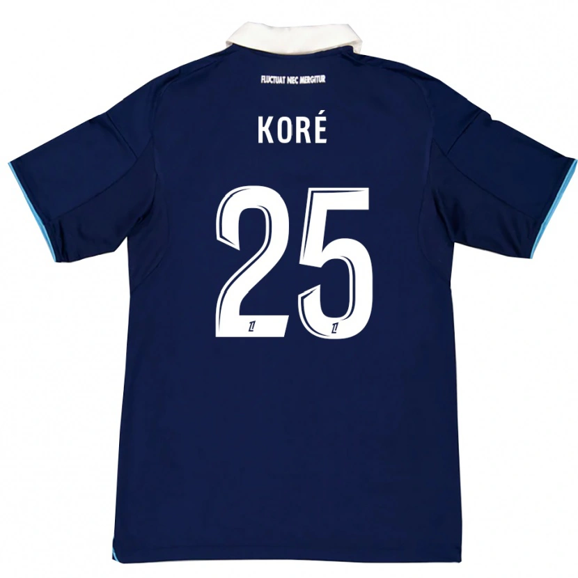 Danxen Børn Yoan Koré #25 Mørkeblå Hvid Hjemmebane Spillertrøjer 2025/26 Trøje T-Shirt