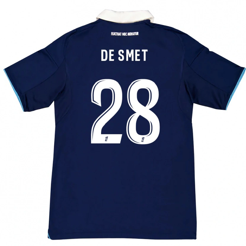 Danxen Børn Thibault De Smet #28 Mørkeblå Hvid Hjemmebane Spillertrøjer 2025/26 Trøje T-Shirt