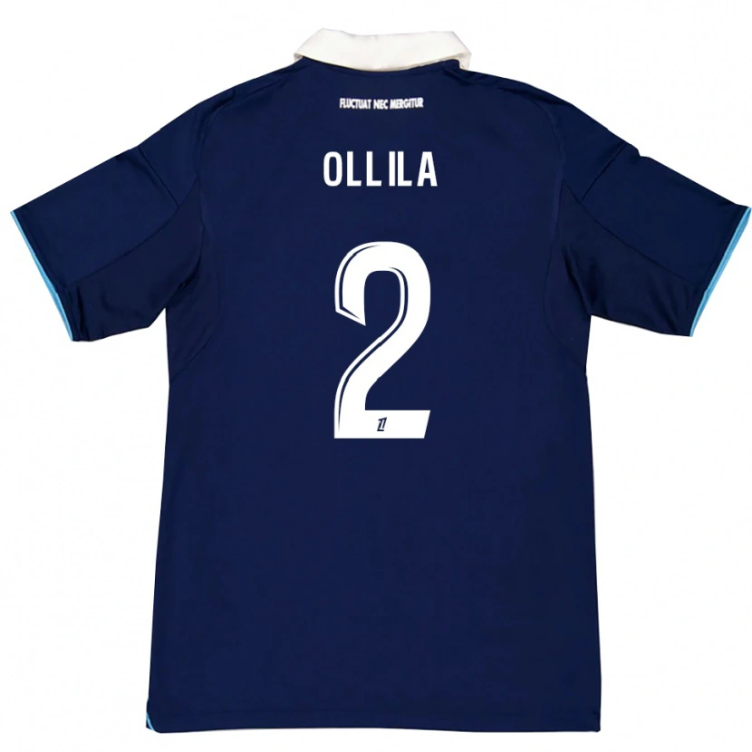 Danxen Børn Tuomas Ollila #2 Mørkeblå Hvid Hjemmebane Spillertrøjer 2025/26 Trøje T-Shirt