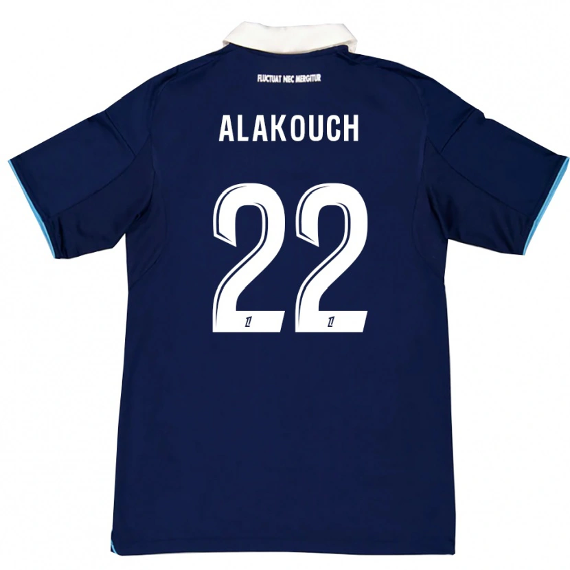 Danxen Børn Sofiane Alakouch #22 Mørkeblå Hvid Hjemmebane Spillertrøjer 2025/26 Trøje T-Shirt