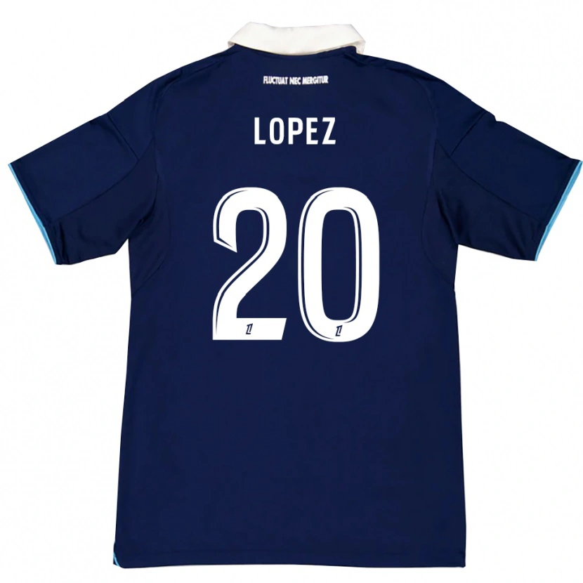 Danxen Børn Julien Lopez #20 Mørkeblå Hvid Hjemmebane Spillertrøjer 2025/26 Trøje T-Shirt