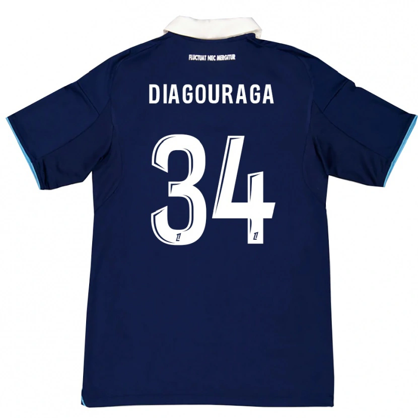 Danxen Børn Djibril Diagouraga #34 Mørkeblå Hvid Hjemmebane Spillertrøjer 2025/26 Trøje T-Shirt
