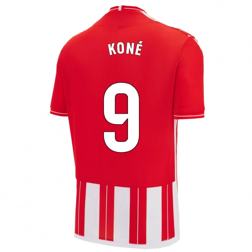 Danxen Børn Ibrahima Koné #9 Rød Hvid Hjemmebane Spillertrøjer 2025/26 Trøje T-Shirt