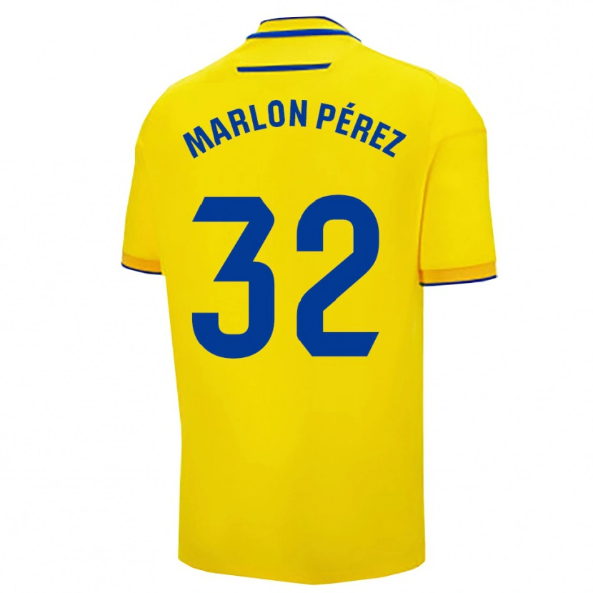 Danxen Børn Marlon Pérez #32 Gul Navy Hjemmebane Spillertrøjer 2025/26 Trøje T-Shirt