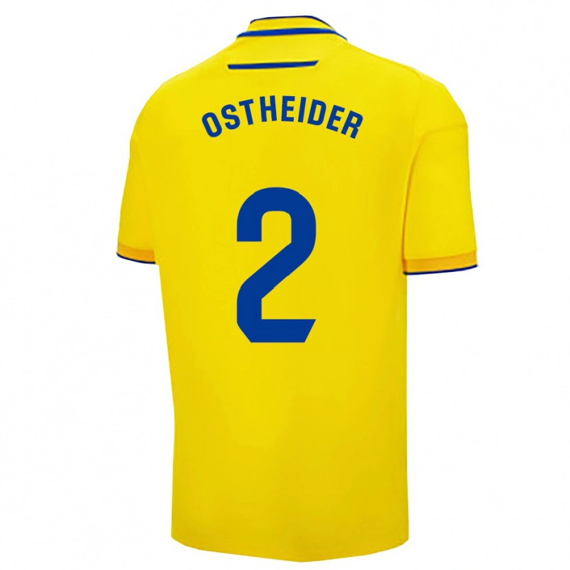 Danxen Børn Joachim Ostheider #2 Gul Navy Hjemmebane Spillertrøjer 2025/26 Trøje T-Shirt