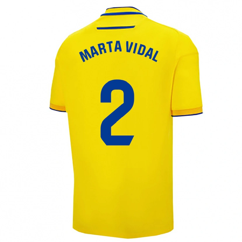 Danxen Børn Marta Vidal Vela #2 Gul Navy Hjemmebane Spillertrøjer 2025/26 Trøje T-Shirt