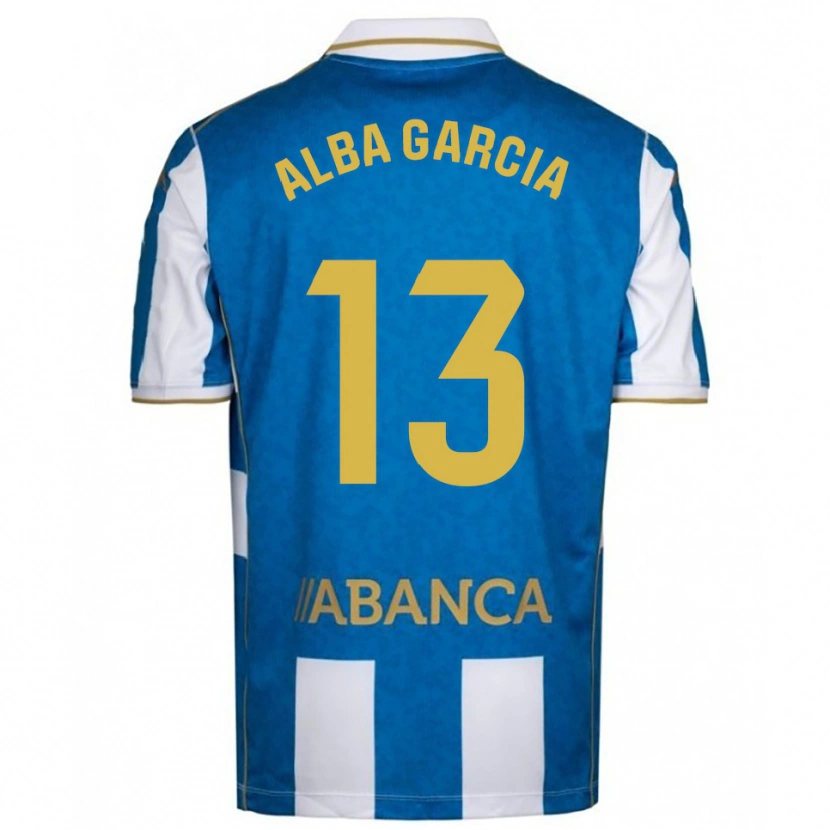 Danxen Børn Lucía Alba García #13 Hvid Blå Hjemmebane Spillertrøjer 2025/26 Trøje T-Shirt