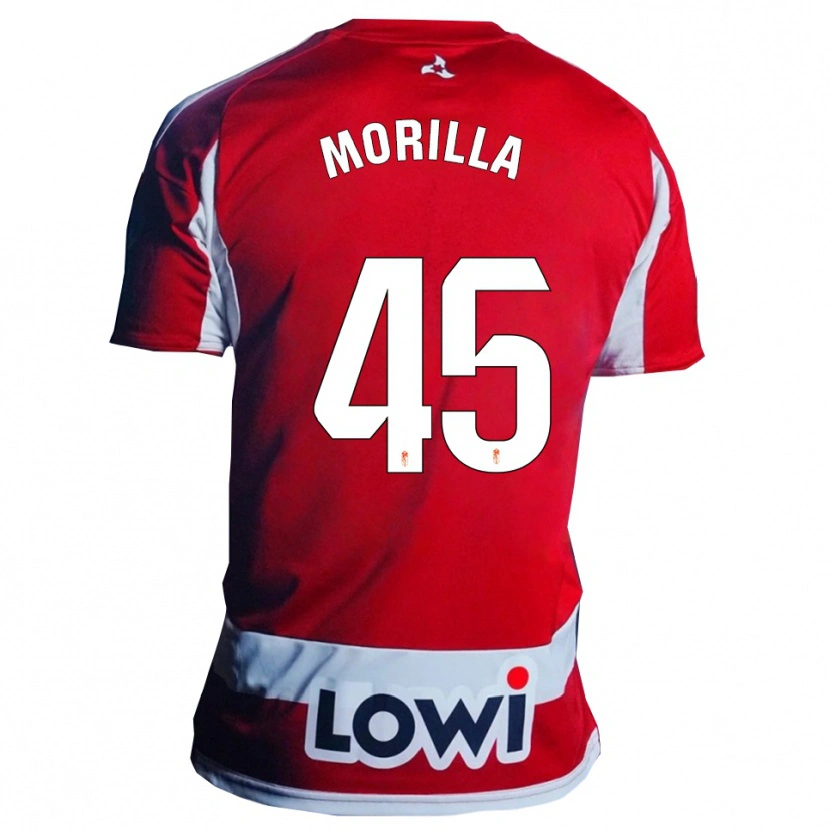 Danxen Børn David Morilla #45 Rød Hvid Hjemmebane Spillertrøjer 2025/26 Trøje T-Shirt