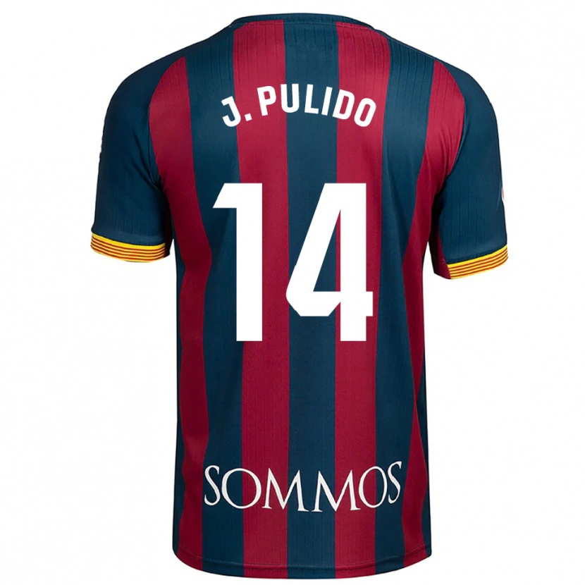 Danxen Børn Jorge Pulido #14 Navy Blå Rød Hjemmebane Spillertrøjer 2025/26 Trøje T-Shirt