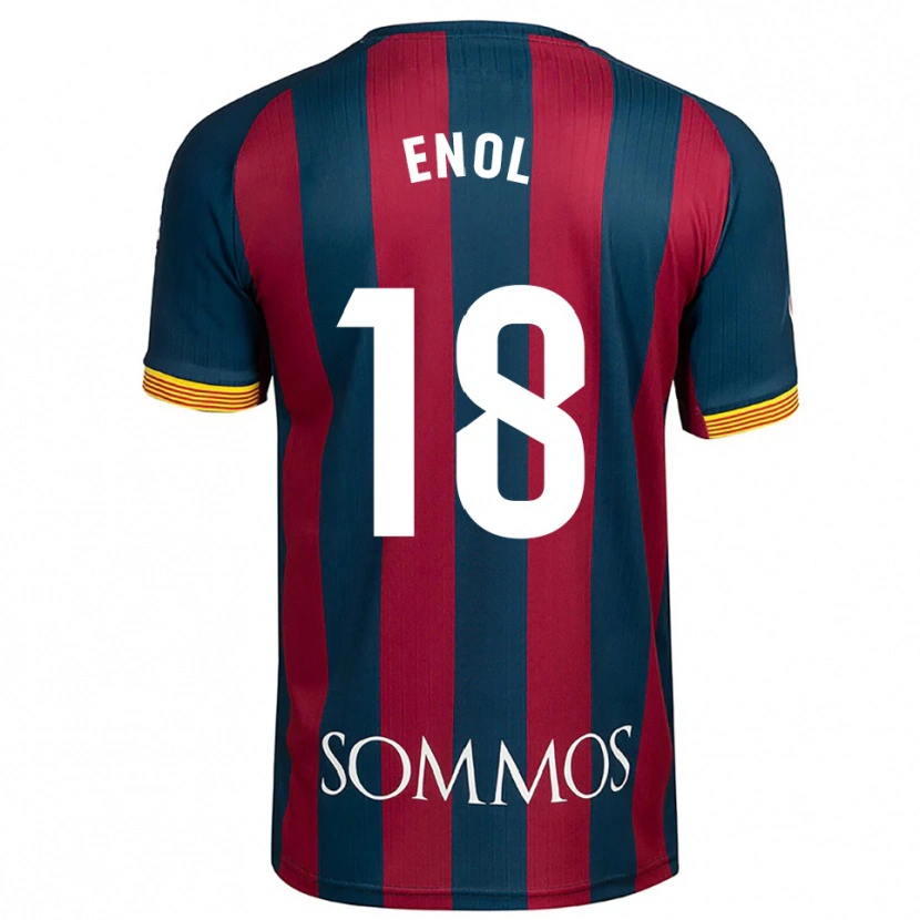 Danxen Børn Enol Rodríguez #18 Navy Blå Rød Hjemmebane Spillertrøjer 2025/26 Trøje T-Shirt