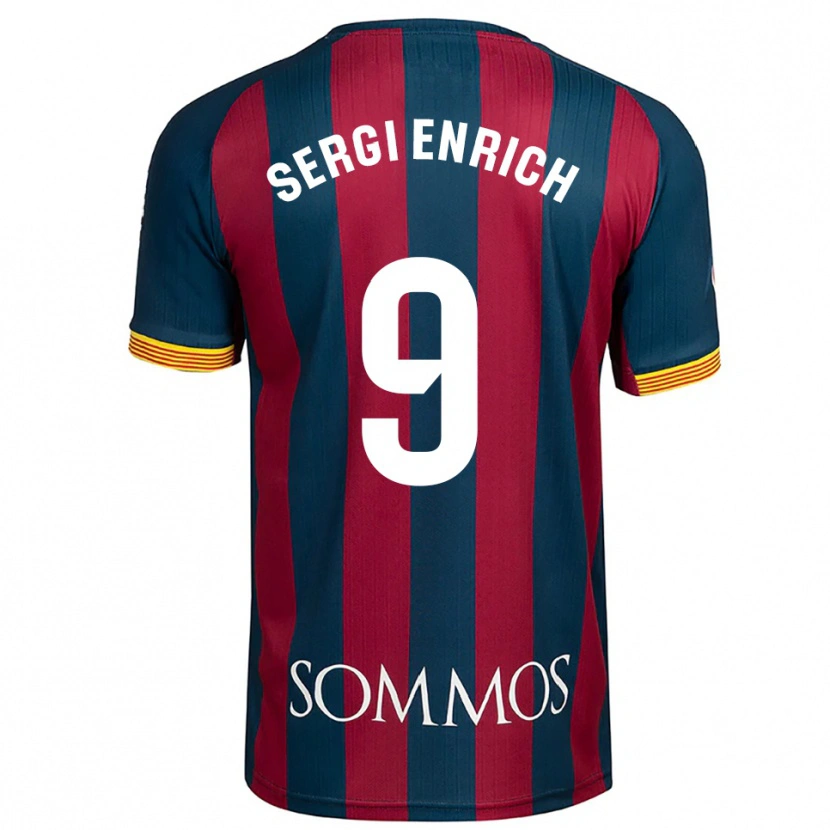 Danxen Børn Sergi Enrich #9 Navy Blå Rød Hjemmebane Spillertrøjer 2025/26 Trøje T-Shirt