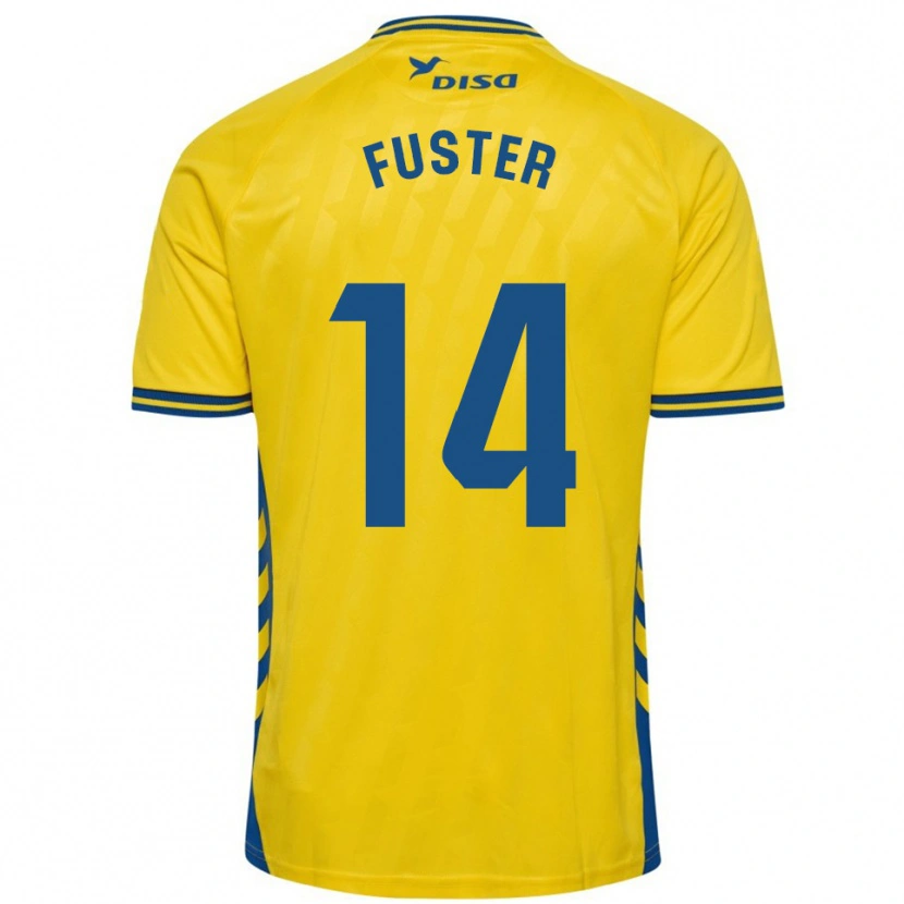 Danxen Børn Manu Fuster #14 Gul Blå Hjemmebane Spillertrøjer 2025/26 Trøje T-Shirt
