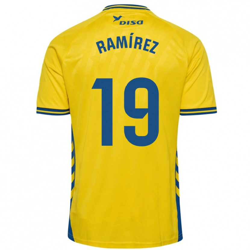 Danxen Børn Sandro Ramírez #19 Gul Blå Hjemmebane Spillertrøjer 2025/26 Trøje T-Shirt