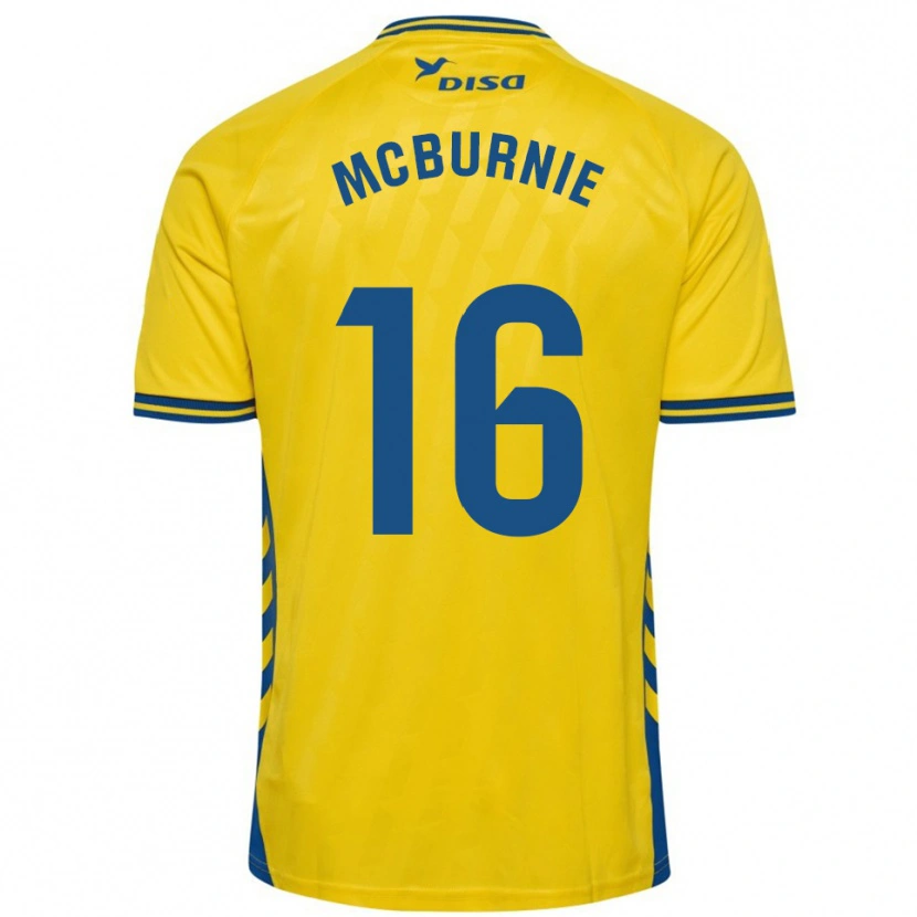 Danxen Børn Oli Mcburnie #16 Gul Blå Hjemmebane Spillertrøjer 2025/26 Trøje T-Shirt