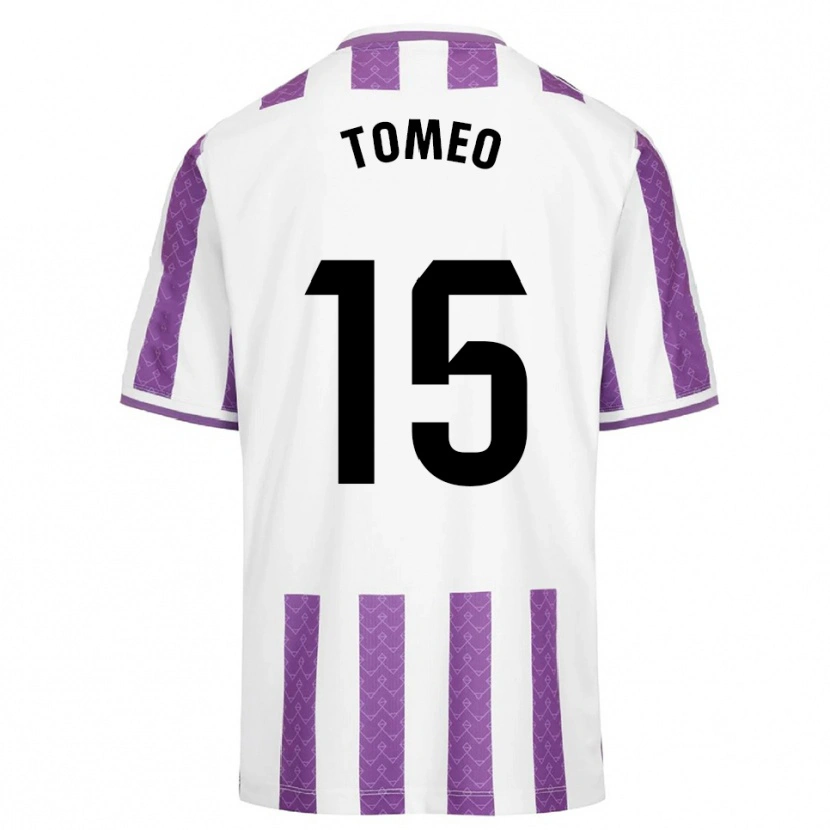 Danxen Børn Pablo Tomeo #15 Lilla Hvid Hjemmebane Spillertrøjer 2025/26 Trøje T-Shirt