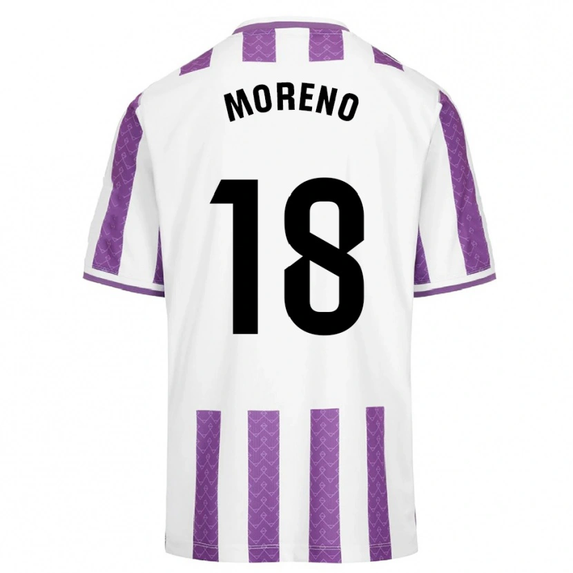 Danxen Børn Xavi Moreno #18 Lilla Hvid Hjemmebane Spillertrøjer 2025/26 Trøje T-Shirt