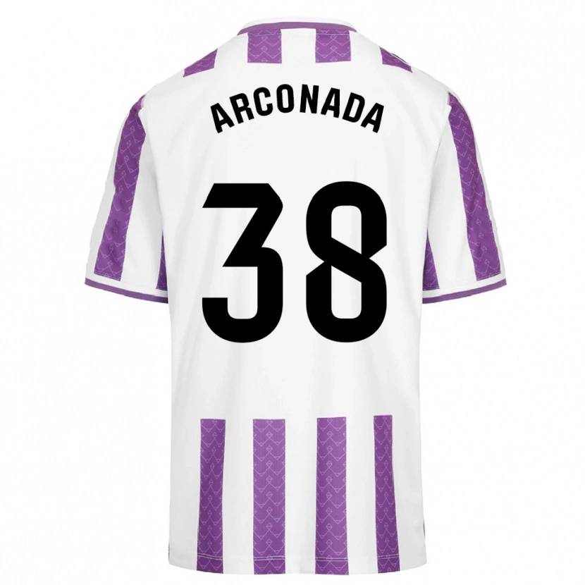 Danxen Børn Diego Arconada #38 Lilla Hvid Hjemmebane Spillertrøjer 2025/26 Trøje T-Shirt