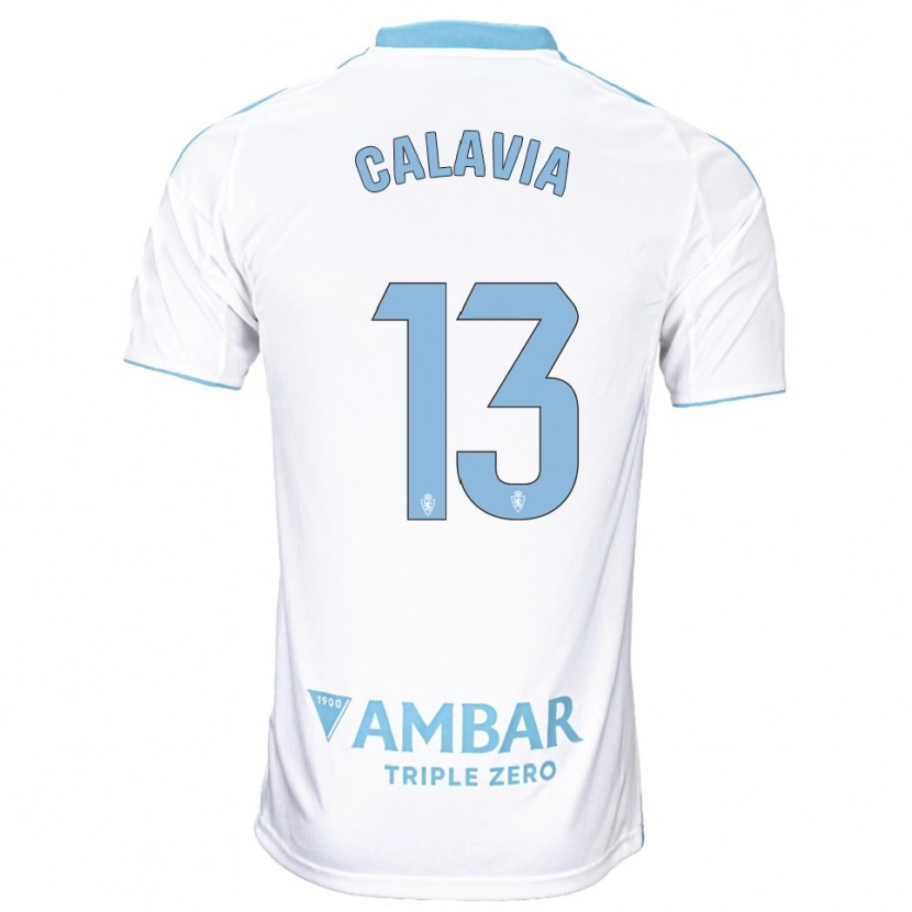 Danxen Børn Carlos Calavia #13 Hvid Himmelblå Hjemmebane Spillertrøjer 2025/26 Trøje T-Shirt