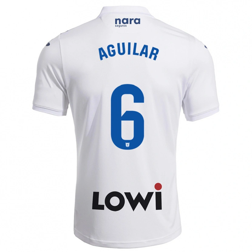 Danxen Børn Lalo Aguilar #6 Hvid Navy Hjemmebane Spillertrøjer 2025/26 Trøje T-Shirt