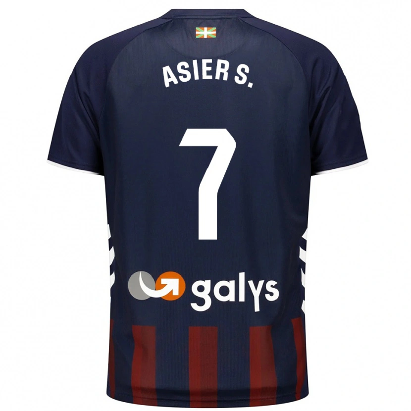 Danxen Børn Asier Sánchez #7 Navy Rød Hjemmebane Spillertrøjer 2025/26 Trøje T-Shirt