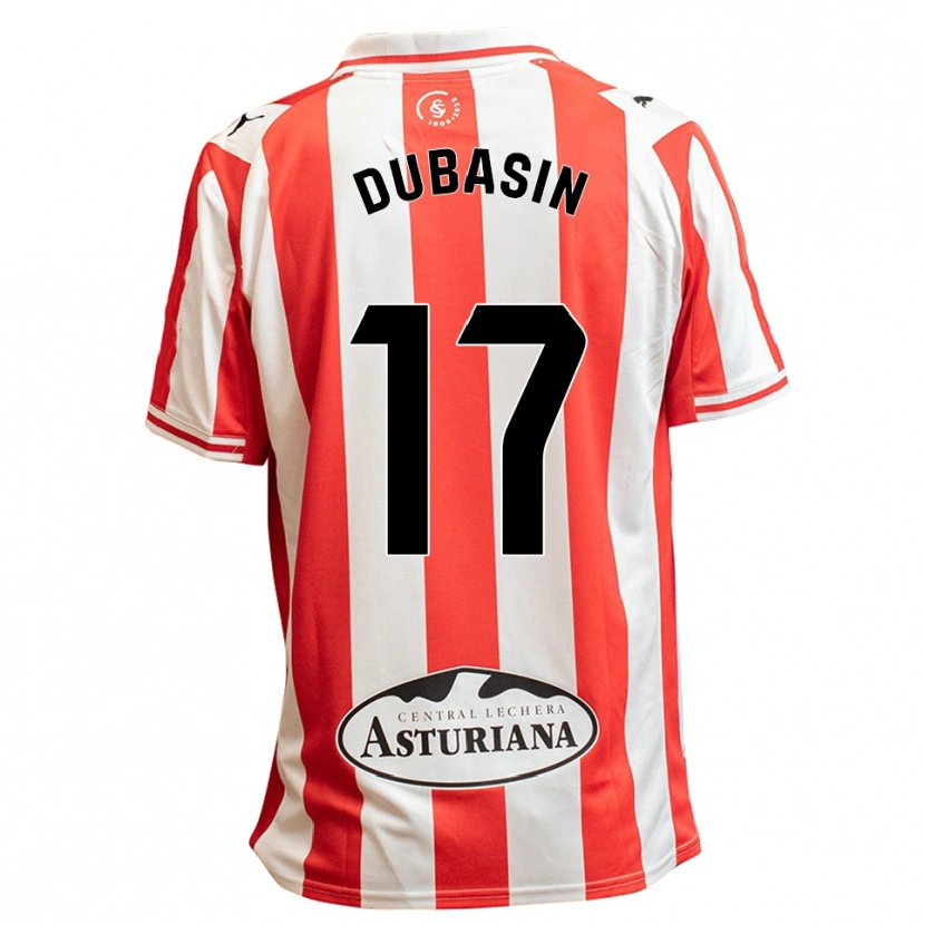 Danxen Børn Jonathan Dubasin #17 Hvid Rød Hjemmebane Spillertrøjer 2025/26 Trøje T-Shirt