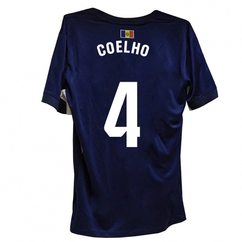 Danxen Børn Dani Coelho #4 Marineblå Hvid Hjemmebane Spillertrøjer 2025/26 Trøje T-Shirt