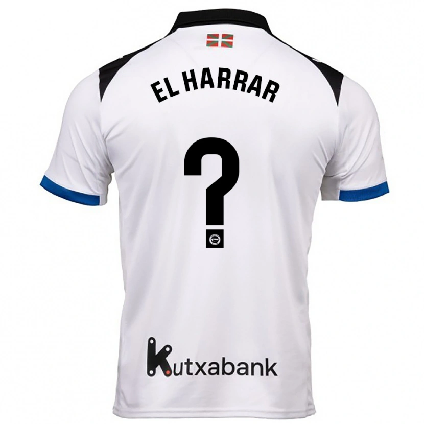 Danxen Børn Mohamed El Harrar #0 Hvid Blå Udebane Spillertrøjer 2025/26 Trøje T-Shirt