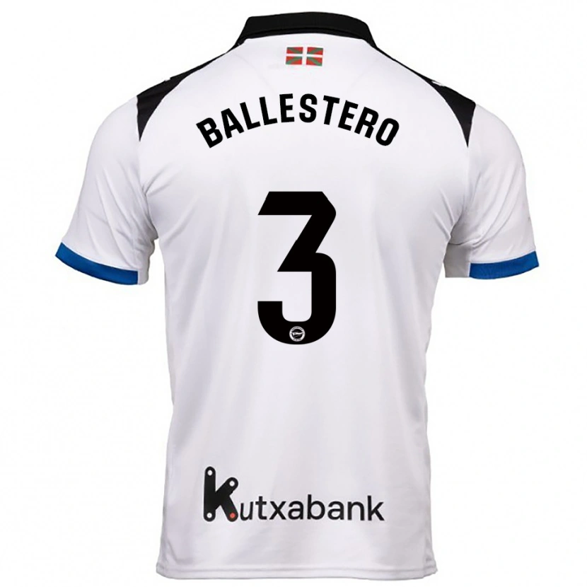 Danxen Børn Carlos Ballestero #3 Hvid Blå Udebane Spillertrøjer 2025/26 Trøje T-Shirt