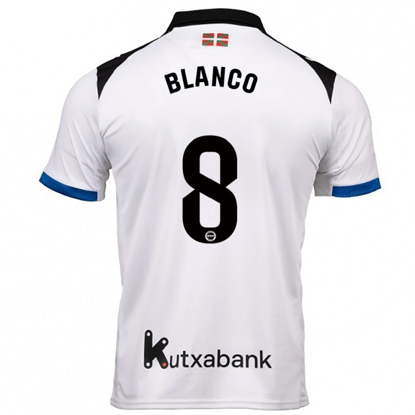 Danxen Børn Antonio Blanco #8 Hvid Blå Udebane Spillertrøjer 2025/26 Trøje T-Shirt