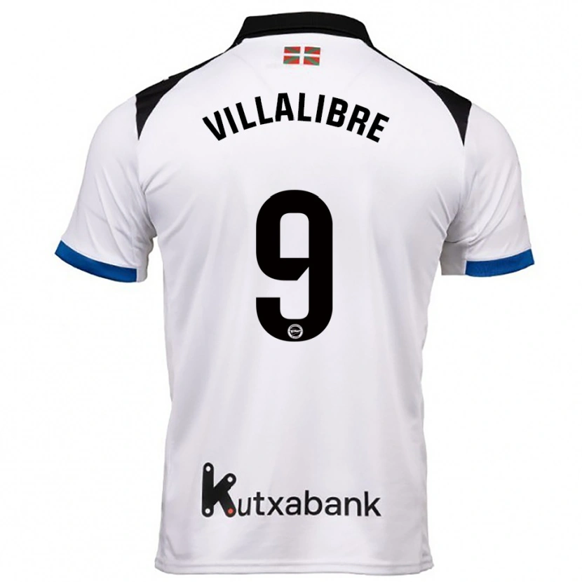 Danxen Børn Asier Villalibre #9 Hvid Blå Udebane Spillertrøjer 2025/26 Trøje T-Shirt