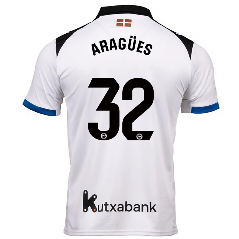 Danxen Børn Chema Aragües #32 Hvid Blå Udebane Spillertrøjer 2025/26 Trøje T-Shirt