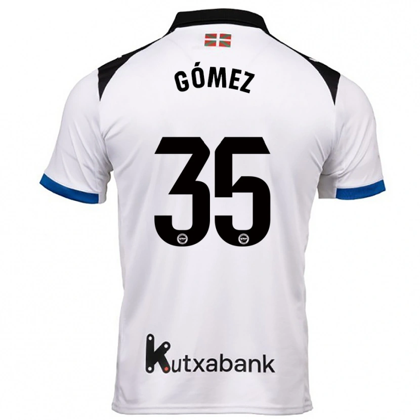 Danxen Børn Jorge Gómez #35 Hvid Blå Udebane Spillertrøjer 2025/26 Trøje T-Shirt