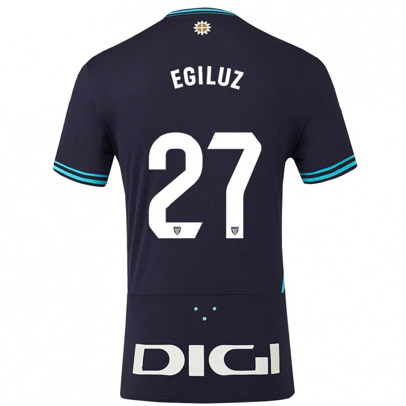 Danxen Børn Unai Egiluz #27 Navy Himmelblå Udebane Spillertrøjer 2025/26 Trøje T-Shirt
