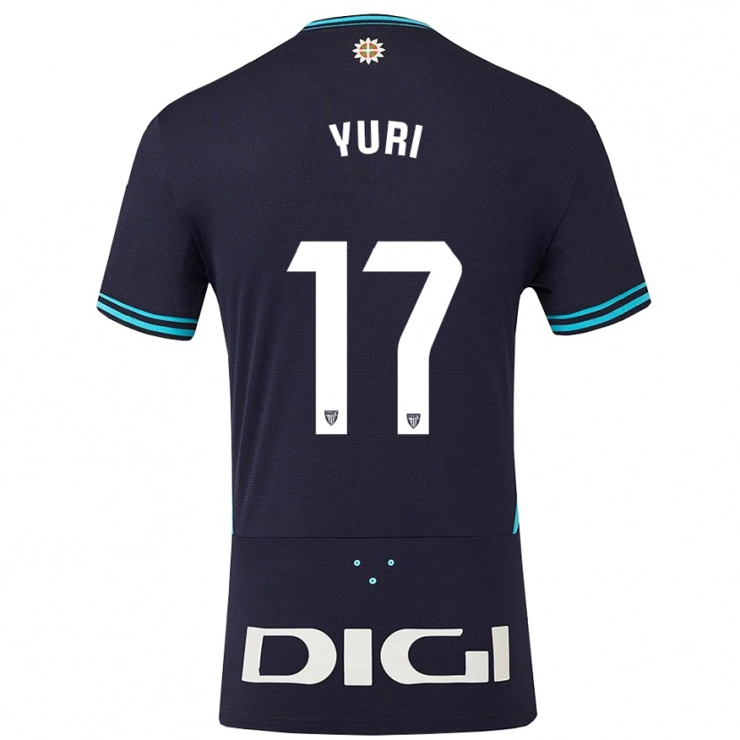 Danxen Børn Yuri Berchiche #17 Navy Himmelblå Udebane Spillertrøjer 2025/26 Trøje T-Shirt
