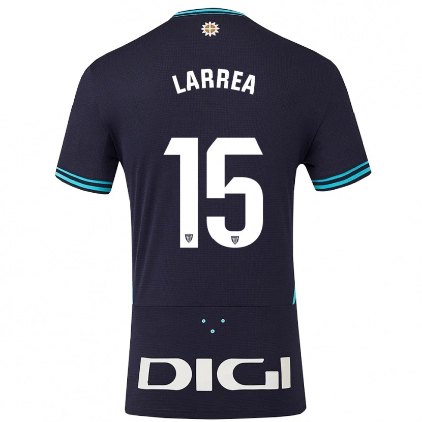 Danxen Børn Beñat Larrea #15 Navy Himmelblå Udebane Spillertrøjer 2025/26 Trøje T-Shirt