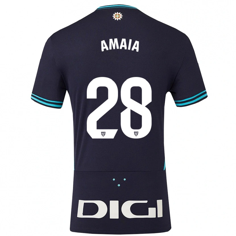 Danxen Børn Amaia Martinez De La Peña #28 Navy Himmelblå Udebane Spillertrøjer 2025/26 Trøje T-Shirt