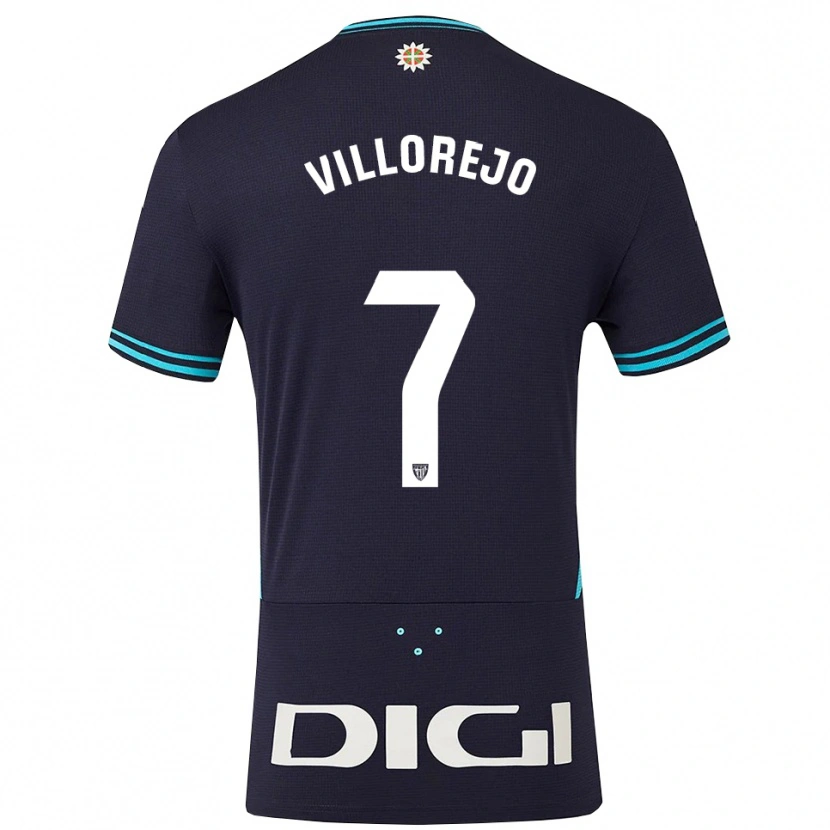Danxen Børn Ardaitz Villorejo #7 Navy Himmelblå Udebane Spillertrøjer 2025/26 Trøje T-Shirt