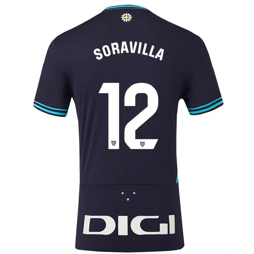 Danxen Børn Ander Soravilla #12 Navy Himmelblå Udebane Spillertrøjer 2025/26 Trøje T-Shirt