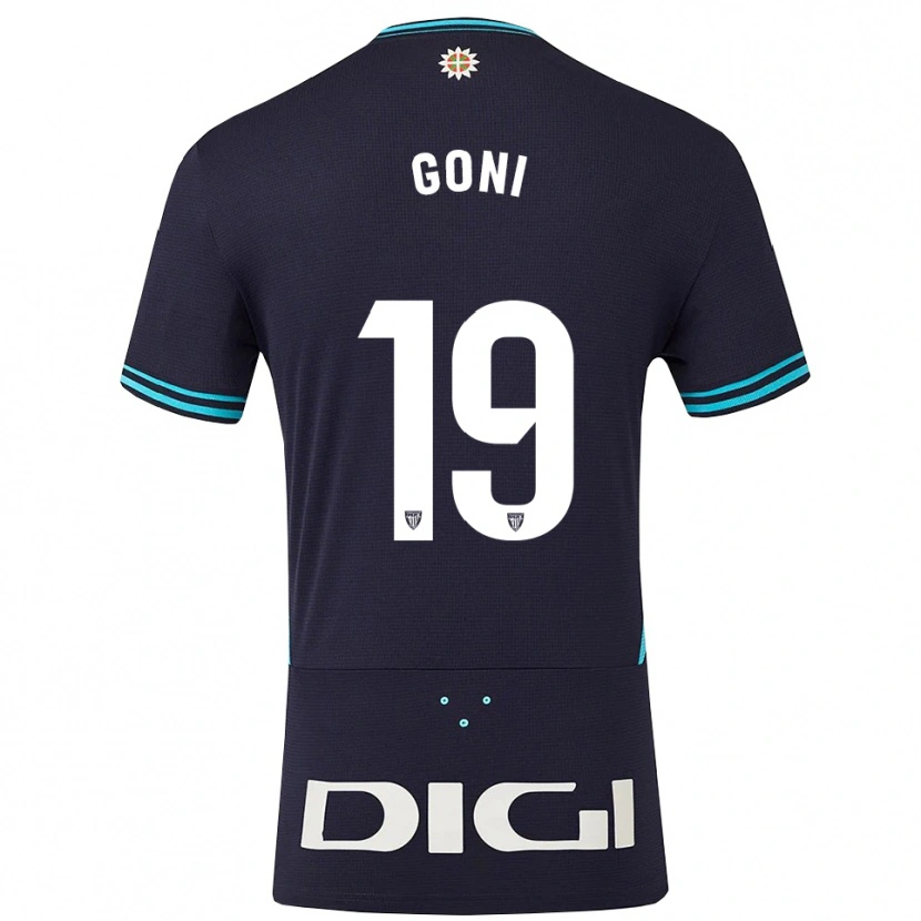 Danxen Børn Marcos Goñi #19 Navy Himmelblå Udebane Spillertrøjer 2025/26 Trøje T-Shirt