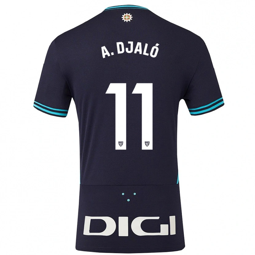 Danxen Børn Álvaro Djaló #11 Navy Himmelblå Udebane Spillertrøjer 2025/26 Trøje T-Shirt