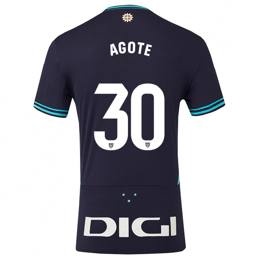 Danxen Børn Daniela Agote Aguirre #30 Navy Himmelblå Udebane Spillertrøjer 2025/26 Trøje T-Shirt