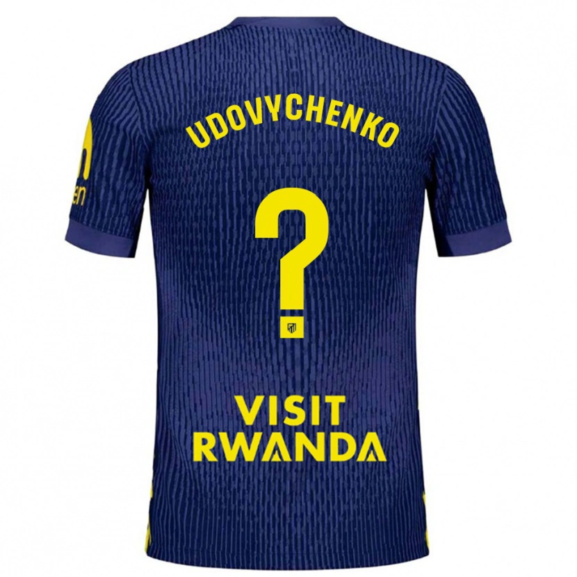 Danxen Børn Glib Udovychenko #0 Navy Gul Udebane Spillertrøjer 2025/26 Trøje T-Shirt
