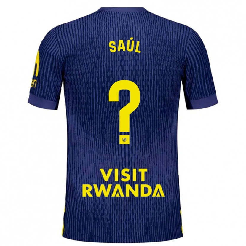 Danxen Børn Saúl Fernández #0 Navy Gul Udebane Spillertrøjer 2025/26 Trøje T-Shirt