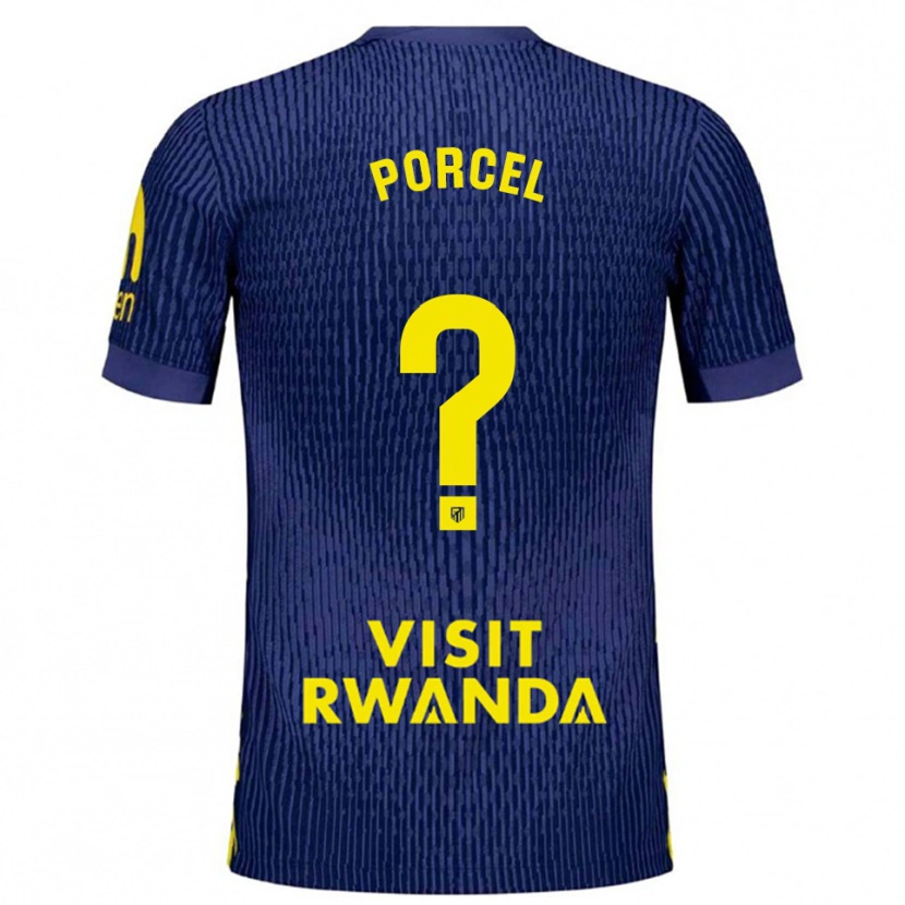 Danxen Børn Roberto Porcel #0 Navy Gul Udebane Spillertrøjer 2025/26 Trøje T-Shirt